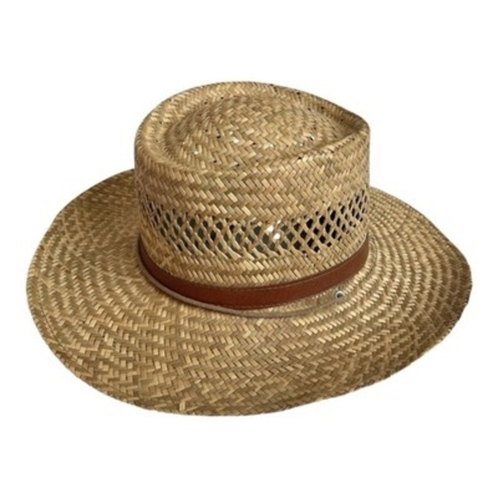 Dorfman Pacific Men's Tan Sun hat Rush Gambler Straw Hat Natural Size Small VG - Picture 7 of 9
